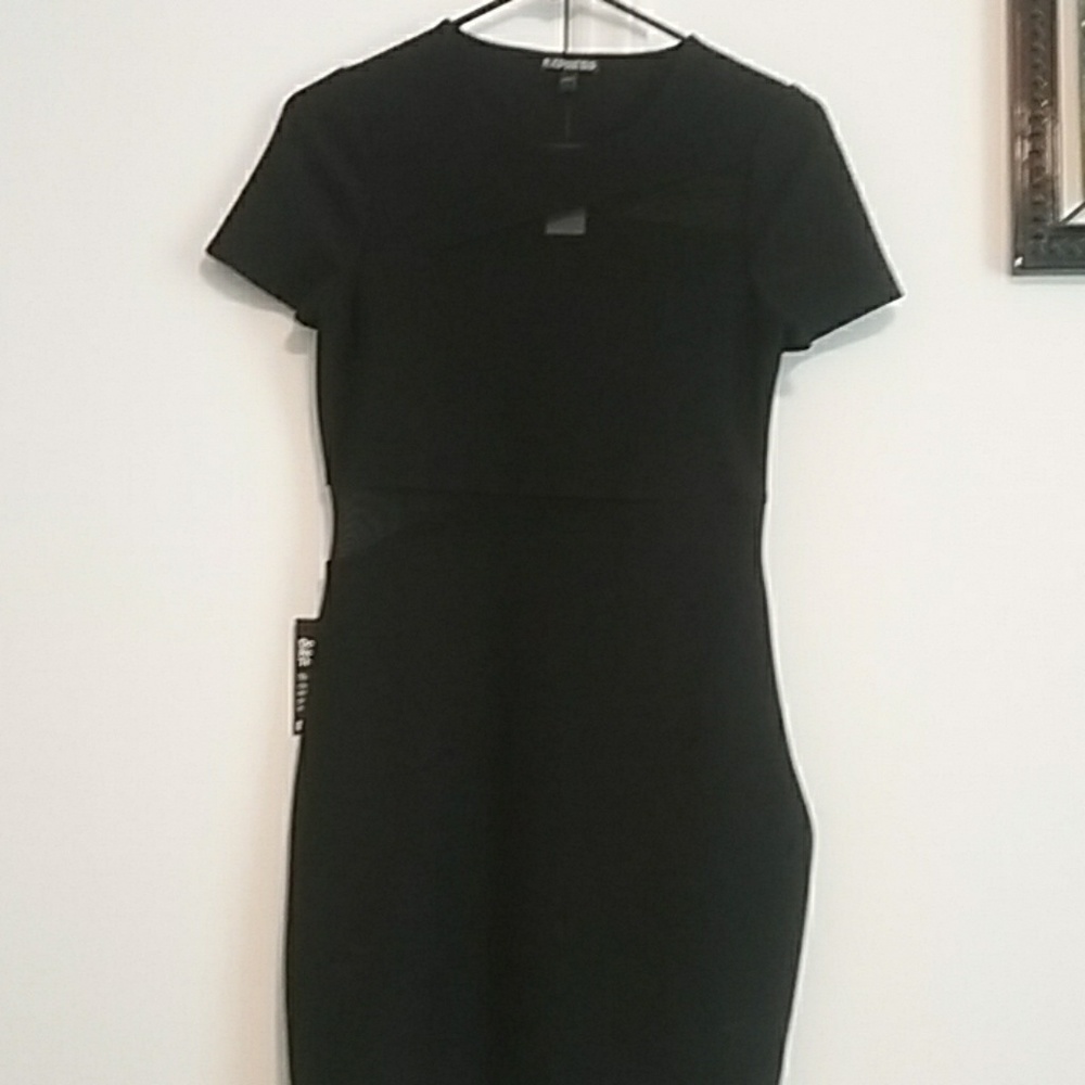 Express black dress with see-thru cutouts